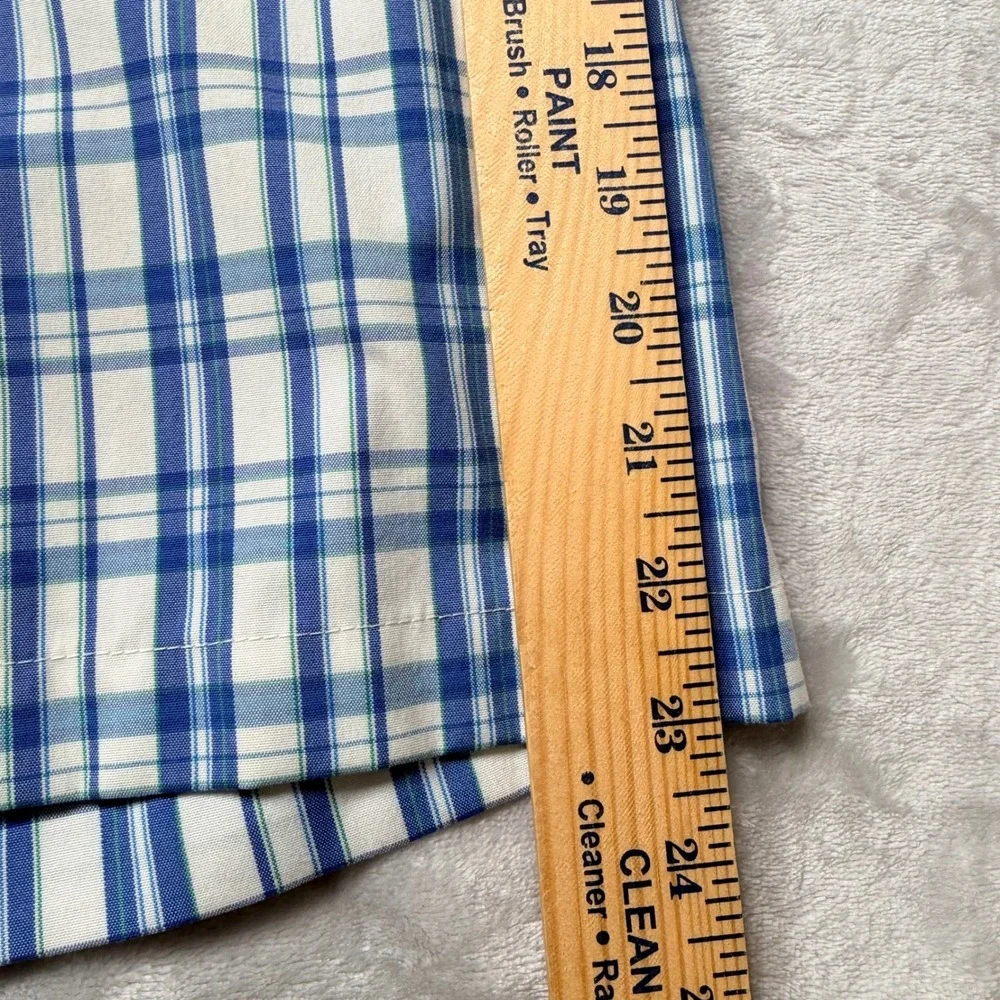 Adidas Golf Shorts Mens 40 Blue White Plaid Flat Front Preppy 11